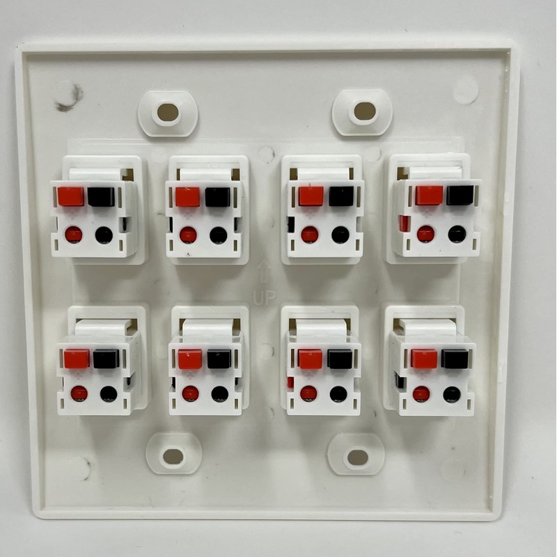 RiteAV 8 Port Speaker Jack Dual Gang Wall Plate for