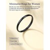 Suplight Small Black Ring Band 925 Sterling Silver Promise Rings