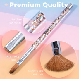 Acrylic Nail Brush - Easkep 1 Pcs Kolinsky Acrylic Nail Brush for Acrylic Application Pincel Para Acrilico Kolinsky for Nails Extension Carved Acrylic Powder with Liquid Glitter Handle (Size 12)