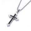 LUSKINNO Traditional Men's Titanium Steel Cross Necklace, Black Bright Cross