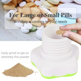 Johnbee Pill Crusher, Pill Grinder Fine Powder Extremely Fine. Storage Compartment. Pill Crushers for Elderly, Family and Pets. Silicone Edges. Grind Multiple Pills at Once - Cleaning Brush (Green)