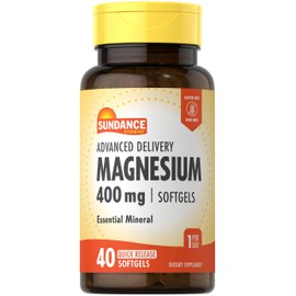 Sundance Magnesium 400mg | 40 Advanced Delivery Softgels | Essential Mineral Supplement | Non-GMO and Gluten Free Formula