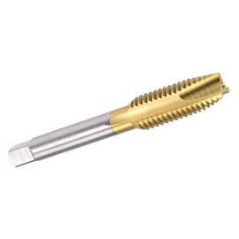 TOP-VIGOR 1/2-13 UNC Spiral Tip Tap 3 Flutes Ground Thread with H2 Tolerance HSS Titanium Coated Tap Drill Bit (Round Shank with Square End)