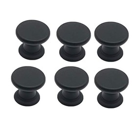BOZONLI Pack of 6 Matt Black Drawer Knobs, Furniture Knobs, Cupboard Knobs, Drawer Handles, Chest of Drawers, Flat Mushroom Type, 25 mm Knob for Kitchen, Cupboard, Drawer