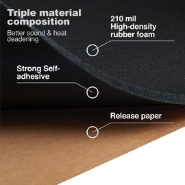 Roll Pack Rubber Liner 210 (5 mm) mil Car Sound Deadening Closed Cell NBR Foam & Heat Insulation mat - Sound Deadener Material & Heat Barrier 12 sqft