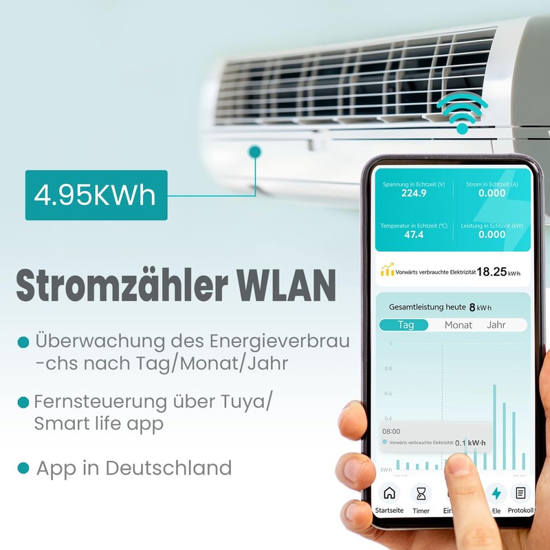 TONGOU Electricity Meter Smart DIN Rail WiFi | 1P 50A/230vac