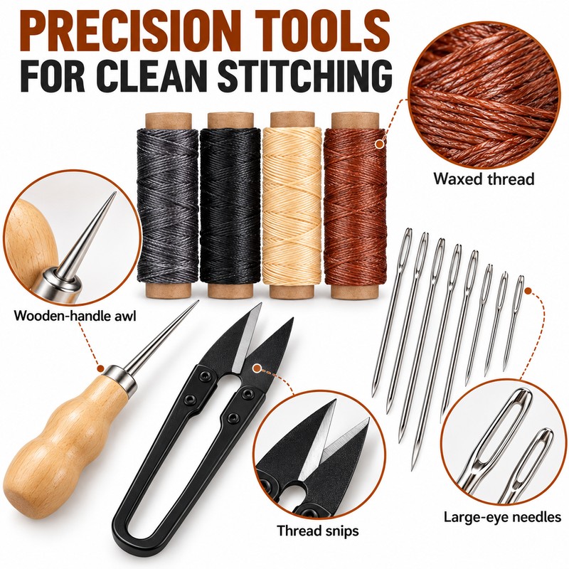Leather Sewing Kit for Hand Stitching & Repairs – 28-Piece