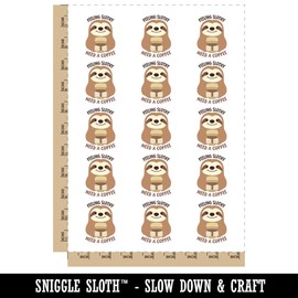 Feeling Slothy Need A Coffee Temporary Tattoo Water Resistant Fake Body Art Set Collection - 15 2" Tattoos (1 Sheet)