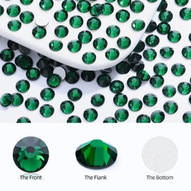 Meibite Green Flatback Rhinestones, Glass Rhinestones for Nail Art and Craft, Glue Fix, Loose Crystal Gemstones(Green, SS30, 576pcs, 6.4-6.6mm)