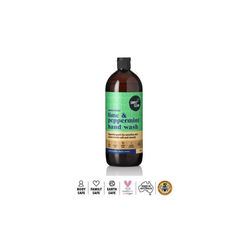 Simply Clean Australian Lime And Pepermint Hand Wash 1L