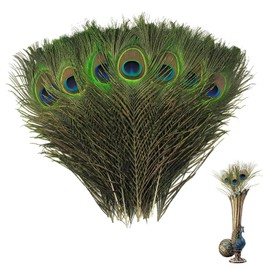 20pcs Peacock Feathers, Peacock Feather, 10-12inch Peacock Feathers with Eye, Peacock Tail Feather, for Wedding, Christmas Party Decoration, Vase Decoration Feathers, Peacock Costume, DIY Art Craft