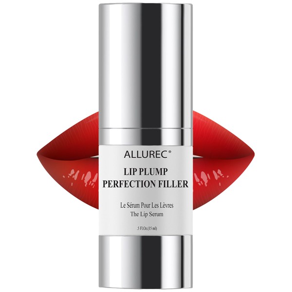 ALLUREC™ Lip Plump Perfection Filler. Lip Lines & Wrinkles Around Mouth Repair Anti Aging Lip Treatment. Lip Plumping Moisturizing Peptides Serum for Softer, Smoother, Fuller, Younger Look Lips.