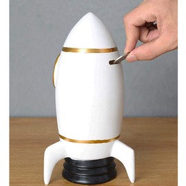 Gaolinci Rocket Ship Coin Bank, Money Box, Piggy Bank, Home Decoration, Space Theme Decorations