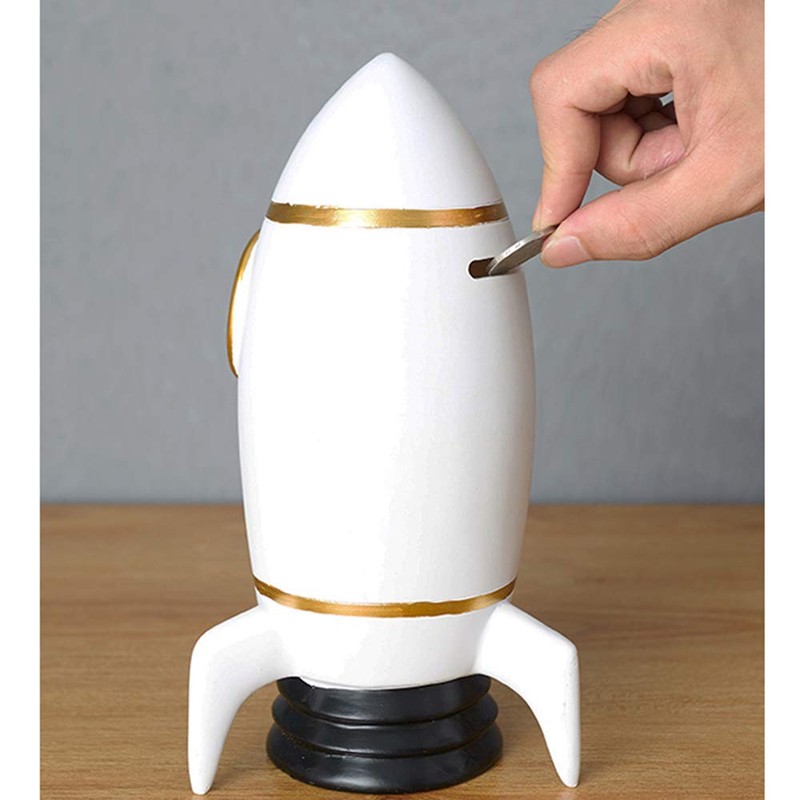 Gaolinci Rocket Ship Coin Bank, Money Box, Piggy Bank, Home