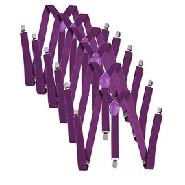 ICObuty Men's Y Shape Suspender Adjustable Elastic Solid Color 6 Pack, Purple, Medium