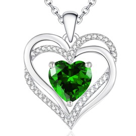BAYLAY Emerald Necklace for Women - Gifts for Wife, Gifts for Grandma, Gifts for Mom,S925 Sterling Silver Birthstone Necklace Rose Flower Pendant Necklace Mothers Day Christmas Gifts for Women