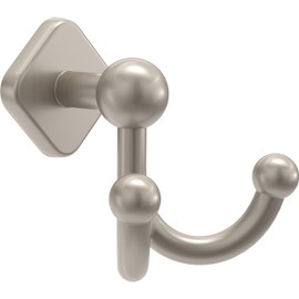 FRANKLIN BRASS Gainesville (1-Pack) Towel Hooks Satin Nickel Double Bathroom J Hooks Wall Mounted for Robes & Towels Hand Towel Hook Holder Kitchen, Bathroom Accessories GNV35-SN