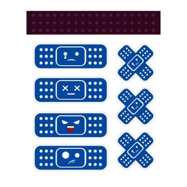 Yourkar Car Bandage Decal, Funny Cute Auto Cartoon Bandage Stickers with 2 Shapes, Waterproof Decorative Band Sticker Universal for Most Vehicles, Car Accessories for Decor (Dark Blue)