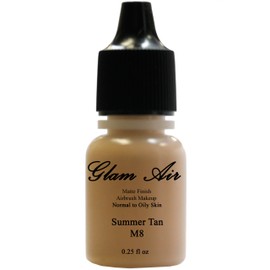Airbrush Makeup Foundation Matte Finish M8 Summer Tan Water-based Makeup Long Lasting All Day Without Smearing Running, Fading or Caking 0.25 Oz Bottle By Glam Air