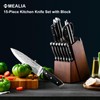 Mealia Kitchen Knife Set with Block, 15-Piece Professional Stainless Steel