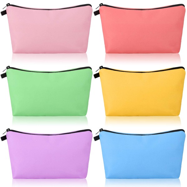 6 Pieces Makeup Bag Toiletry Pouch Waterproof Cosmetic Bag with Zipper Travel Packing Bag 8.7 x 5.3 Inch Small Cosmetic Bag Accessory Organizer for Women and Men (Bright Style)
