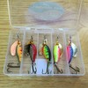 5 Spinners in pocket lure box Ideal For Perch Salmon
