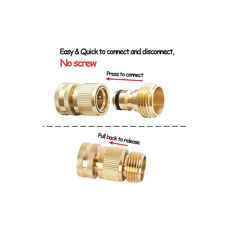 HQMPC Solid Brass Garden Hose Quick Connectors - 4 Sets