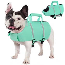 AOFITEE Dog Life Jacket, Dog Life Vest for Swimming with High Flotation, Medium Dog Swimsuit Swim Vest with Rescue Handle and Zipper, Reflective Dog Swimming Vest for Small Medium and Large Dogs, M