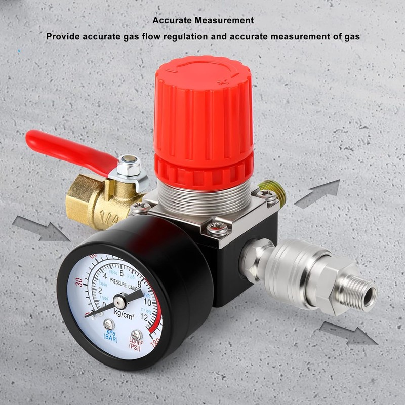 Air Compressor Regulator 4 Holes 0 to 180PSI European Air