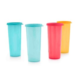 Tupperware Straight 16oz Stacking Tumbler Flat Seal Set of 4 Assorted Color, Large, 10175878000