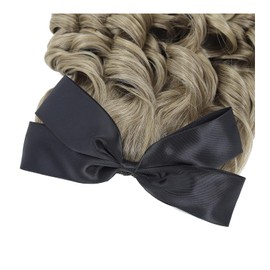 Kavsni Regency Style Curled Ponytail Hair Extension, Ash Blonde, Spiral Ringlets with Black Bow, Historical Costume Hairpiece (Blonde)