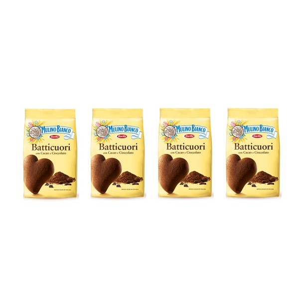 Mulino Bianco: "i Batticuori" shortbread with chocolate - 12.34 Oz (350g) Pack of 4 [ Italian Import ]