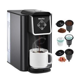 Mecity Coffee Maker 3 in 1 Single Serve Coffee Machine, Compatible with K cup Capsules, Instant Coffee Pot, Tea maker, 6,8,10 Oz Cup, Removable 50 Oz Water Reservoir, 120V 1150W, Dark Grey