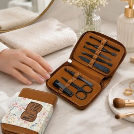 8-Piece Manicure and Pedicure Kit for Nail Grooming – Stainless Steel Tools with PU Leather Travel Case