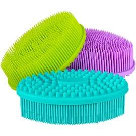 Limpiador corporal de silicona, 3 piezas, cepillo exfoliante suave, cepillo exfoliante para el cuerpo, cepillo para ducha, esponja de baño, herramienta para el cuidado de la piel, para pieles sensibles y todo tipo de piel