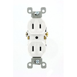 Leviton 223-W 15 Amp, 125V, Duplex Receptacle, Residential Grade, Non-Grounded, White, 10-Packwhite