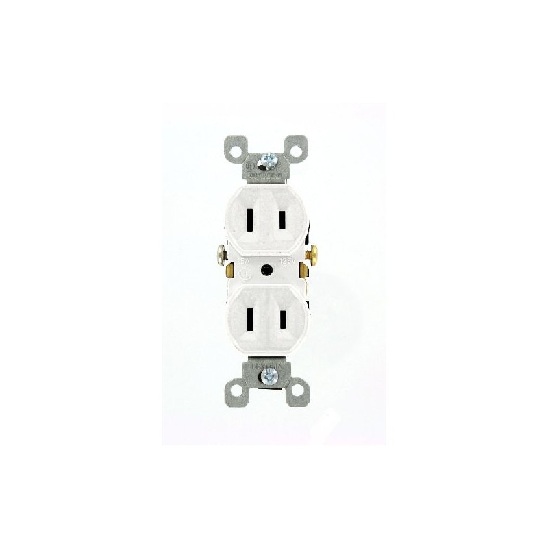Leviton 223-W 15 Amp, 125V, Duplex Receptacle, Residential Grade, Non-Grounded,