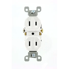 Leviton 223-W 15 Amp, 125V, Duplex Receptacle, Residential Grade, Non-Grounded, White, 10-Packwhite
