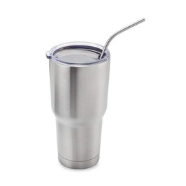 Outset 76624 Stainless Steel Bent Long Reusable Straws, 1 x 3.5 x 11.75 inches, Metallic