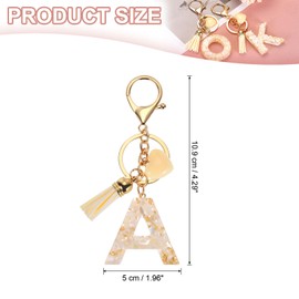 [PATIKIL] Alphabet Initial Letter Key Chain Resin Cute Key Chain Tassel Heart Letter A Pendant Decoration Women Keeper Handbag Backpack Bag Accessories Beige