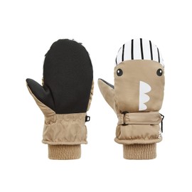 Century Star Children's Winter Gloves, Ski Gloves, Snow Gloves for Boys and Girls, Khaki, 2-4 Years