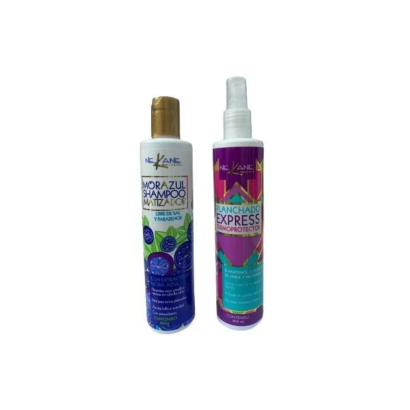 Nekane Kit Nekane Shampoo Matizador Mora Azul + Termoprotector