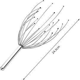 Scalp Massager, 20 Finger Head Spa Wire, Handheld Head Massage Tool, Stimulates Point Points, Pleasures Your Scalp, Refreshes Your Head, Promotes Circulation, Stress Relief, Unisex, Silver
