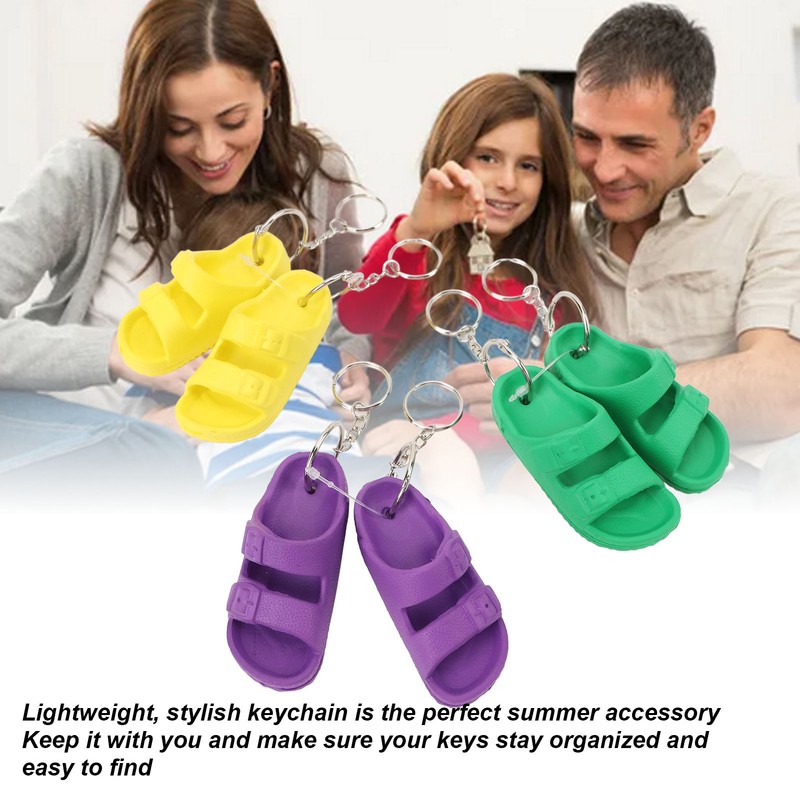 3 Pairs Slipper Keychain Silicone Multifunctional Key Chain Key Ring