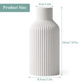 YADOBIG Pampas Grass Vase, 20 cm Flower Vase, Ceramic Vases for Flowers, White Flower Vase, Boho Vase for Bedroom Decoration, Modern Boho Scandinavian Decorative Vases