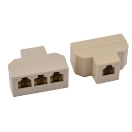 sourcing map RJ11 6P4C Port Telephone Cable Adapter Splitter Connector Adapter Beige 2Pcs