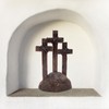 DeLeon Three Standing Nail Crosses on Top of Rock, 11