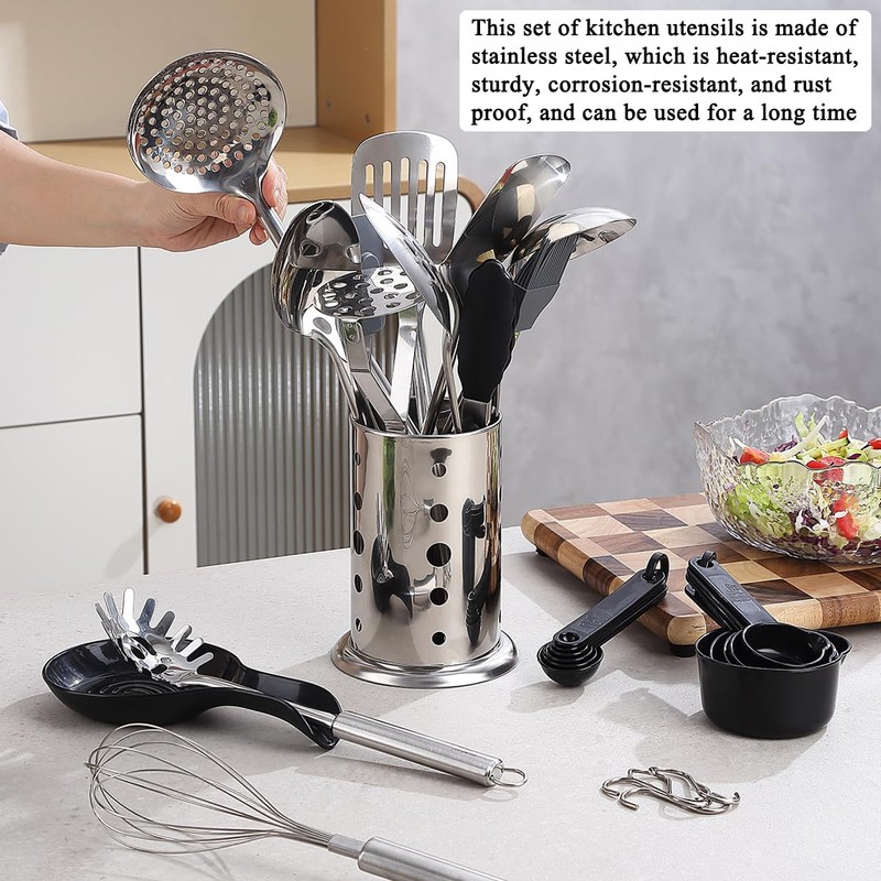 Reanea Kitchen Utensils Set, 39 Pieces Stainless Steel Cooking Utensils
