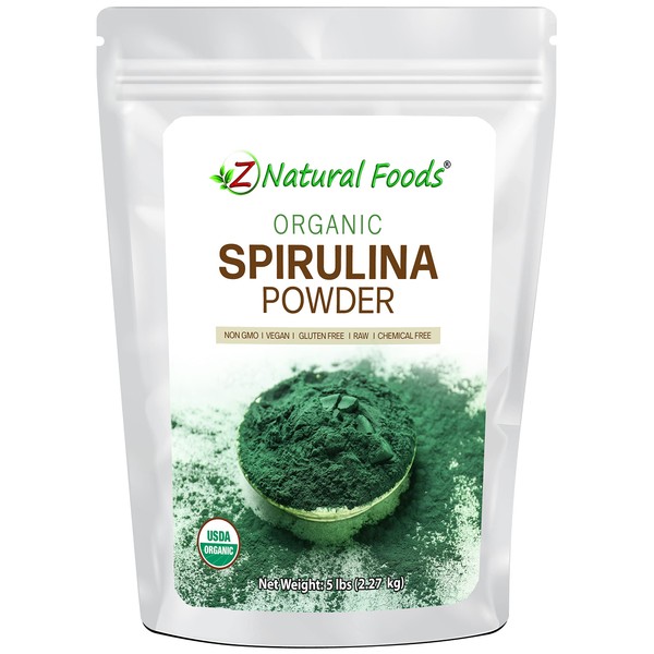 Organic Spirulina Powder - 5 lb - Amazing Blue Green Algae Superfood - Rich in Amino Acids, Vitamins, Minerals - Mix in Drinks, Smoothies, Shakes, Recipes - Raw, Vegan, Non GMO, Gluten Free