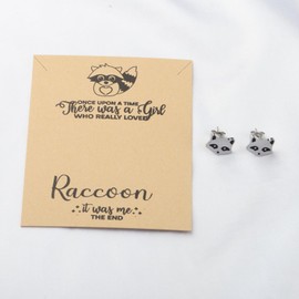 MAOFAED Raccoon Gift Raccoon Stud Earring For Her Once Upon A Time There Was A Girl Who Really Loved Raccoon (once upon raccoon studCA)
